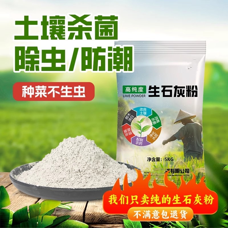 生石灰种菜专用杀虫正宗石灰粉干燥剂除湿家用鱼塘消毒白灰粉防虫